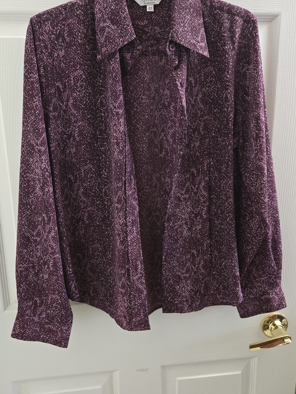 Women's Purple Patterned Button-Up Shirt